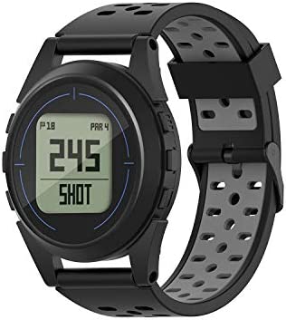 Bands Compatible with Bushnell Neo Ion 1& 2 Soft Silicone Replacement Two-Color Breathable Hole Wristband Compatible with Bushnell Neo Ion 1&2 & Bushnell Excel Golf GPS smartwatch (Black&Grey)