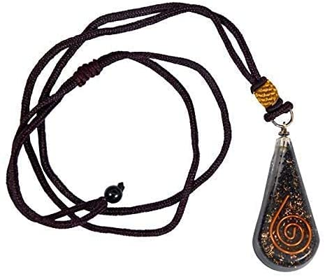 Emotional Body Purification Black Tourmaline Orgone Crystal Tear Drop Pendant for Strengthen Immune System - Heart - Self Confidence - Positivity