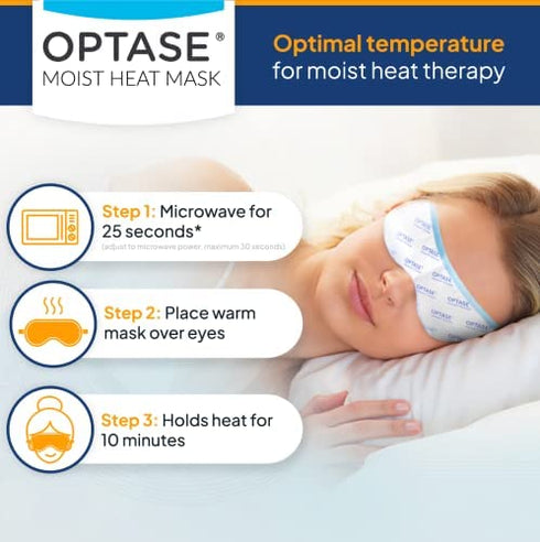 OPTASE Moist Heat Eye Mask for Dry Eyes - Dry Eye Mask with HydroBead Technology - Washable, Microwaveable Eye Compress for Dry Eyes - Dry Eye Therapy Mask Holds Heat for 10 Minutes - Step 1 Heat