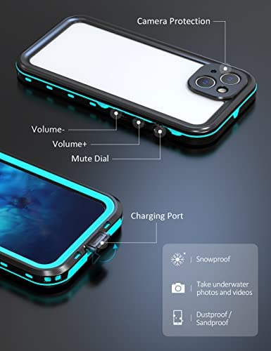 Fansteck iPhone 13 Waterproof Case, IP68 Protective Clear Cover with Built-in Screen Protector, 360° Full-Body Heavy Protective Rugged Shockproof Case, High Sensitive Screen Touch (6.1 inch)