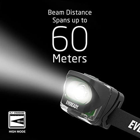 Eveready Rechargeable LED Headlamps (2-Pack), IPX4 Water Resistant Head Lights for Running, Camping, Emergency, Outdoors (USB Cable Included),Black (2-Pack),Adjustable