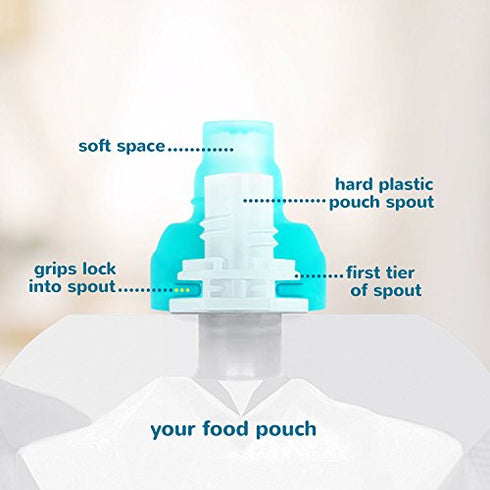 ChooMee SoftSip Food Pouch Tops | 4 Colors + White case | Prevent Spills and Protect Childs Mouth