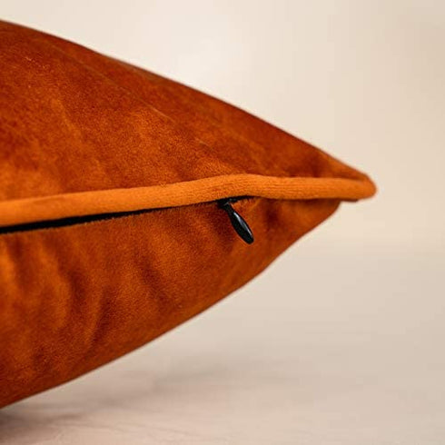 Yangest Burnt Orange Striped Patchwork Velvet Lumbar Throw Pillow Cover Gold Leather Cushion Case Modern Zippered Oblong Pillowcase for Sofa Couch Bedroom Living Room Home Decoration, 12x20 Inch