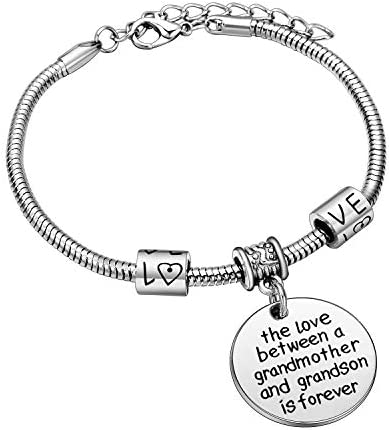 Love between a Grandmother and Grandson is Forever Charm Bracelet Family Jewelry Grandma Christmas Gift