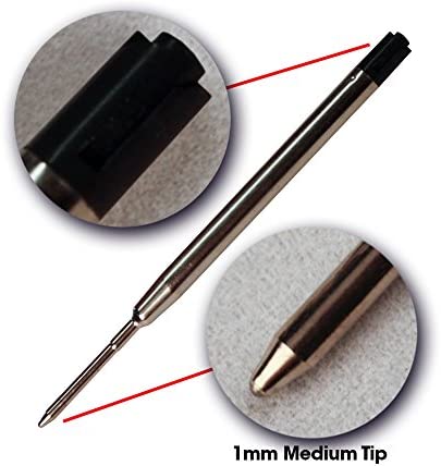 6 - Black Parker Compatible Ballpoint Pen Refills. Smooth Writing German Ink and 1mm Medium Tip. #1782467