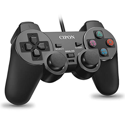 CIPON Wired Controller Compatible with PS2 Console, Black Remote Gamepad with 2.2M Cable