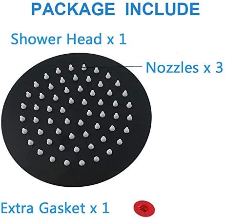 High Pressure Shower Head, 6 Inch Rain Showerhead, Ultra-Thin Design-Best Pressure Boosting-Awesome Shower Experience, NearMoon High Flow Stainless Steel Rainfall Shower Head (Matte Black)