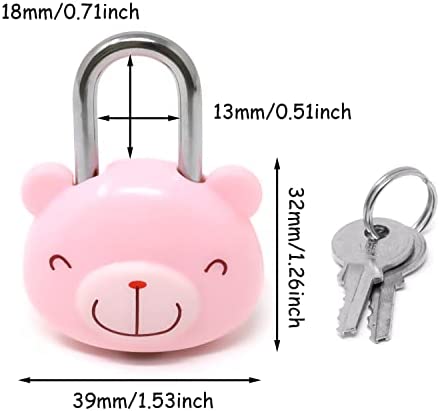 Honbay Cute Cartoon Animal Padlock Mini Bear Padlock Lock with Key - for Jewelry Box, Purse, Handbag, Backpacks, Cabinet, Treasure Chest, Suitcases, Lockers, Letter Box, Diary, Notebook, etc