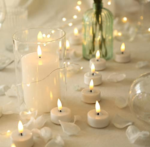 Eywamage Batteries Included Flameless Tealight Candles Set of 10, Flickering Timer Led Tea Votive Candle, Real Wax Ivory D 1.6"