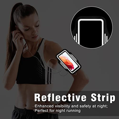 ykooe Phone Running Holder Armband for Samsung Galaxy S22 S21 S20 FE Plus Ultra S10 S9 A12 A13 A32 A52 A53 A03s Note 20 Google Universal Men Women Arm Bands Case with Card Holder for Jogging Walking