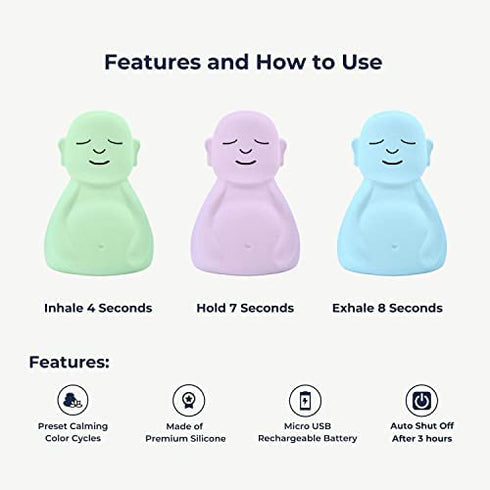 Mindsight ‘Breathing Buddha’ for Guided Visual Meditation | Simple Mindfulness Tool (Adults & Kids) to Slow Your Breathing (4-7-8) | Daily Stress & Anxiety Relief Item | Natural Sleep Aid