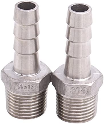 DERNORD Stainless Steel 1/2" Hose Barb x 1/2" NPT Male - Home Brew Pipe Fitting Pack of 2