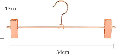 Jetdio Metal Heavy Duty Pants Skirt Slack Hangers,Trousers Hangers with Two Adjustable Non Slip Clips Hanger Rack Swivel Hook, 12 Pack, Copper Gold
