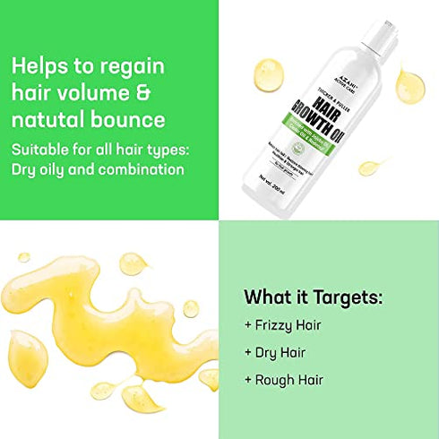 Azani Hair Growth Oil for Thicker, Stronger & Fuller Hair | Jojoba & Castor Oil with Redensyl | Prevents Hair Fall & Hair Thinning - Women & Men, 6.76 Oz | 100% Vegan and Cruelty Free