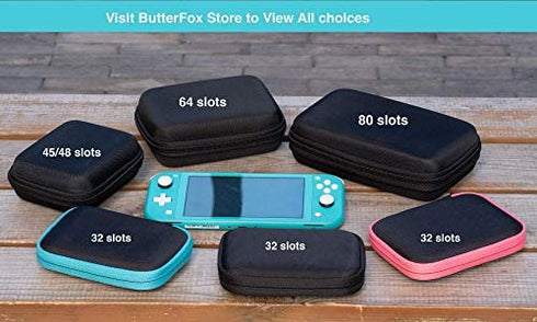 Butterfox Switch Game Card Case, 64 Slots, Storage Holder Hard Case for Nintendo Switch Game or PS Vita Or SD Memory Card (Pink/Black)