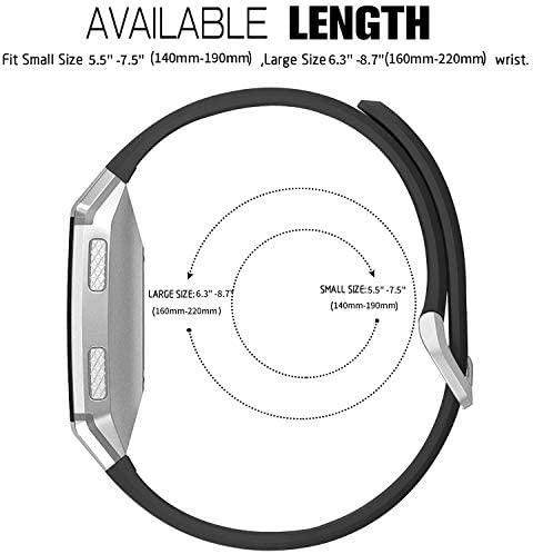 SKYLET Compatible with Fitbit Ionic Bands for Men Women, 3 Pack Soft Sport Replacement Wristbands Compatible with Fitbit Ionic Smart Watch with Buckle(Black, Slate, Gray Small)