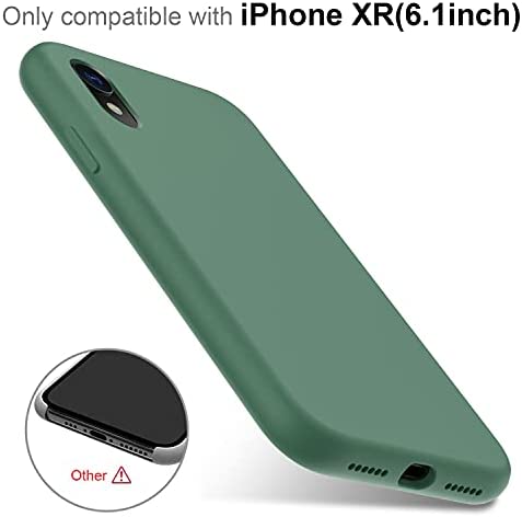 DEENAKIN iPhone Xr Case with Screen Protector,Soft Flexible Silicone Gel Rubber Bumper Cover,Slim Fit Shockproof Protective Phone Case for iPhone Xr Dark Green