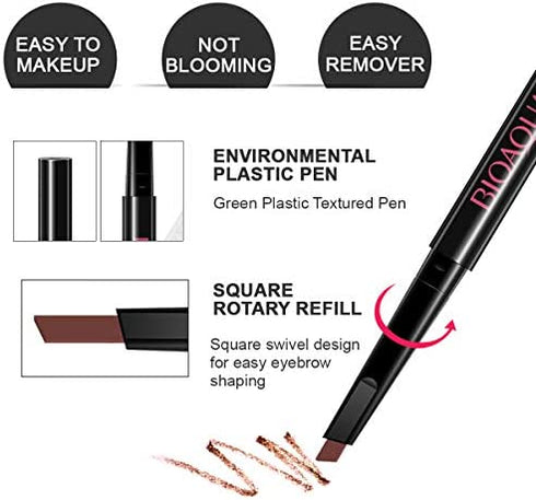 SENXILLER Eyebrow Kit Razor Pencil Brush Stencil Scissors Tweezers Grooming Kit with Mirror for Men and Women (Dark Brown Eyebrow Pencil)
