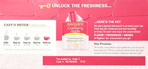 Bigelow Cranberry Apple Herbal Tea Bags 28-Count Box (Pack of 1) Cranberry Apple Hibiscus Flavored Herbal Tea Bags All Natural Non-GMO