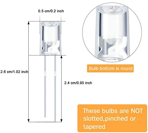 Mudder 60 Pcs LED 5mm Christmas String Lights Replacement Bulbs Energy Efficient LED Halloween Wire Light Set Connectable Home Decor Light Bulb for Festival Patio Garden Wedding Holiday (Warm White)