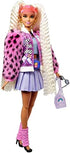 Barbie Extra Doll #8 in Pink Sparkly Varsity Jacket with Furry Arms & Pet Teddy Bear, Extra-Long Crimped Pigtails, Layered Outfit & Accessories, Multiple Flexible Joints