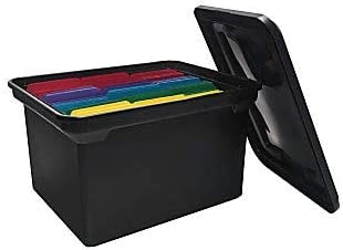 ADVANTUS File Tote with Lid, 19 x 15.5 x 11 Inches, Black (34052)