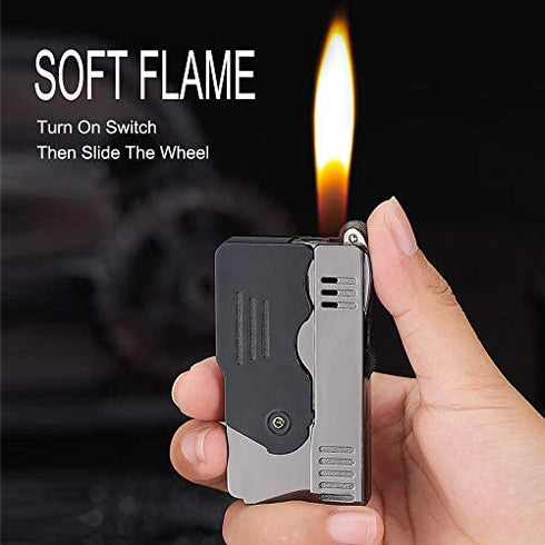 Morisk Torch Lighter Switchable Soft / Jet Flame, Butane Pipe Lighter Refillable with Lockable Function, Cool Foldable Lighters Unique Gift for Men(Butane Not Included)