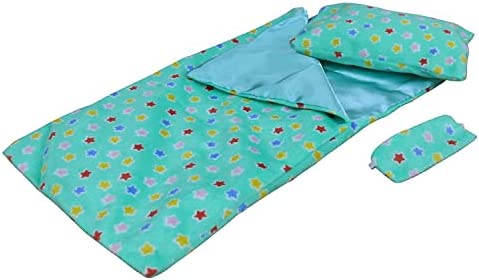 ZITA ELEMENT 14 - 14.5 Inch Girl Baby Doll Sleeping Bag with Pillow and Eye Mask for 14 - 14.5 Inch Doll Accessories Xmas Gift
