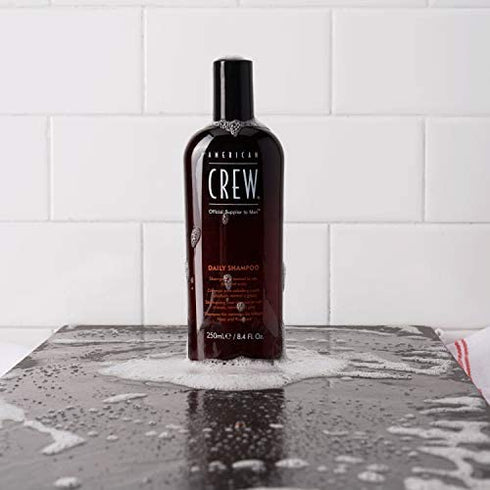 Men's Grooming Set by American Crew, Daily Shampoo & Hair Gel with Medium Hold and Medium Shine Gift Set, Shampoo for Men 8.45 Fl Oz, Hair Gel for Men 3 Oz