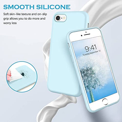 YINLAI iPhone SE 2022 Case 5G,iPhone SE 2020 Case,iPhone 8 Case iPhone 7 Case Slim Liquid Silicone Non Slip Shockproof Cover Soft Bumper Protective Phone Case for iPhone SE 3rd/SE 2nd Gen/8/7,Fog Blue