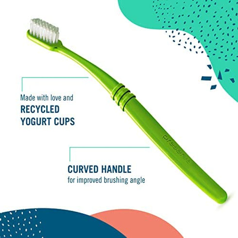 Preserve Eco Friendly Adult Toothbrushes, Made in The USA from Recycled Plastic, Lightweight Pouch, Soft Bristles, Colors Vary, 6 Count