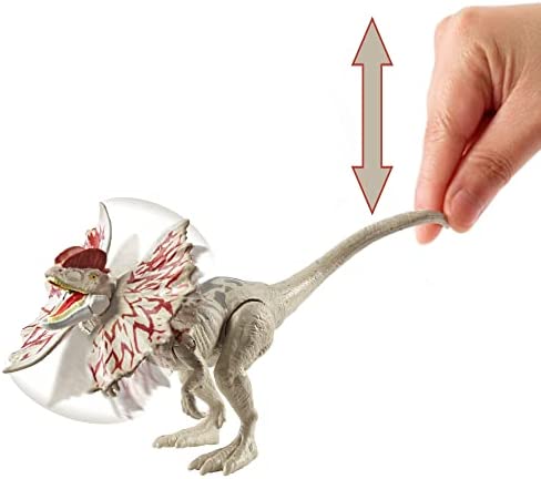 Jurassic World Fierce Force Dilophosaurus Dinosaur Action Figure Movable Joints, Realistic Sculpting & Single Strike Feature, Kids Gift Ages 3 Years & Older