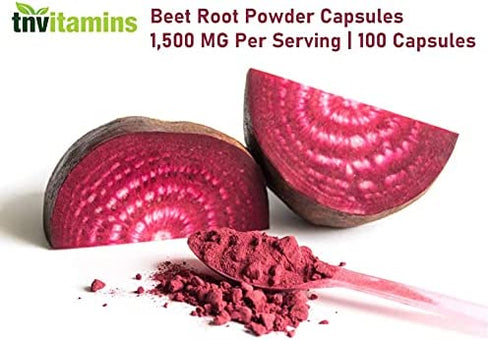 Beet Root Capsules | 1500 Mg - 100 Capsules | Beet Root Powder Extract Capsules | Supports Cardiovascular & Heart Health* | Non-GMO & Gluten-Free | Produced in the USA | TNVitamins