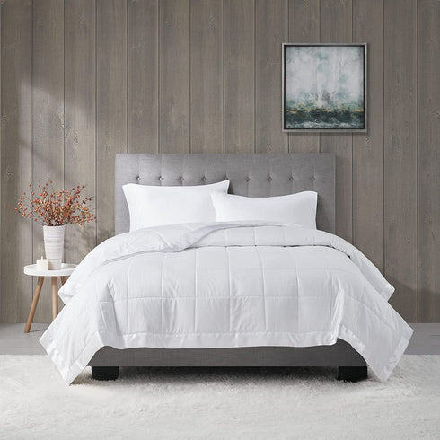 Madison Park Windom Microfiber Down Alternative Stain Resistant Blanket, Twin, White