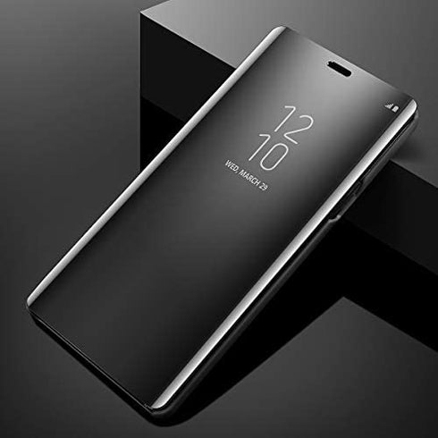 AICase Galaxy Note 9 Case, Luxury Translucent View Window Front Cover Mirror Screen Flip Smart Electroplate Plating Stand 360 Full Body Protective Case for Samsung Galaxy Note 9 (Midnight Black)