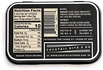 Cocktail Kits 2 Go - Martini Cocktail Set for Cocktail Lovers - Mixology and Craft Travel Kit Includes Olives, Brine, Vermouth, Cocktail Pick - Crafted in USA - Gift Box for All Occasions