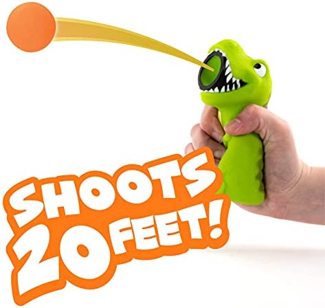 Hog Wild T-Rex Dinosaur Popper Toy - Pop Foam Balls Up to 20 Feet - 6 Balls Included - Age 4+