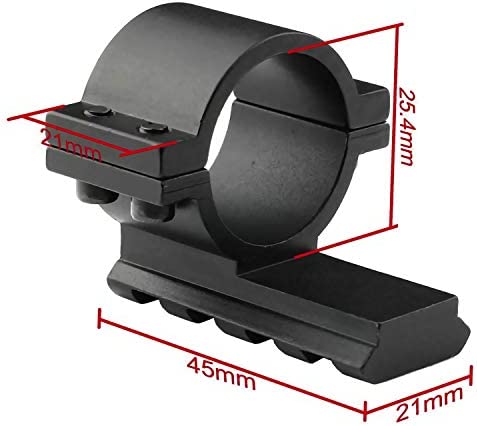 Higoo® 1-Inch 1" Scope Ring Adaptor W/Picatinny/Weaver Rail, Tactical Barrel Clamp Mount with Rail for Scope Flashlight Laser Sight