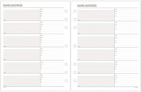 Day Runner Telephone and Address Pages, Refill, Loose-Leaf, Undated, for Planner, 8-1/2" x 11", Size 5, 30 Sheets/Pack (018-230)