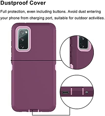 Tiflook for Samsung Galaxy S20 FE 5G Case, Heavy Duty Shockproof Armor Protective Hard Plastic Cover + Silicone Bumper Dual Layer Hybrid Phone Case for Samsung Galaxy S20 Fan Edition, Pinkish Purple