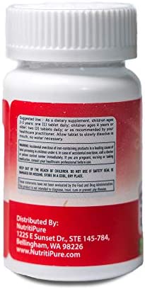 Kids Chewable Iron Supplement (Ferronyl®/Carbonyl Iron 9 mg with Vitamin C 30 mg) Tablet in Tangerine Tango Orange Flavor 90 Count (1 Bottle)