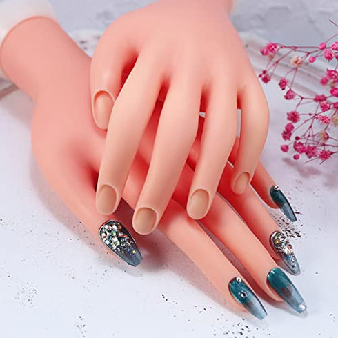 AORAEM Practice Hand for Acrylic Nails Kit Flexible Hand Model Left Bendable Mannequin Nail Training Hand for Nail Practice Beginners 1 PCS (Left hand)