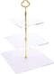 Jusalpha 3 Tier Acrylic Square Cupcake Stand, Dessert Display Tower (Gold Version 2, 1) 3SG-V2