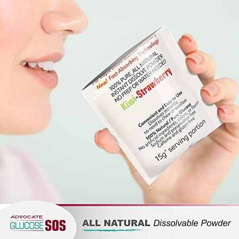 Glucose SOS Glucose Powder for Low Blood Sugar - Fast-Absorption Glucose to Support Blood Sugar Levels - Natural Powder Packets - Instantly Dissolves - No Water Needed - Green Apple Crisp - 6 Packets