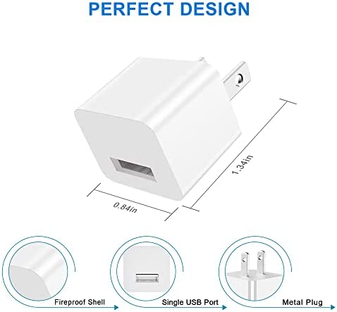 USB Wall Charger Block 4Pack 5V 1A Cube USB Plug Power Charging Adapter Brick for Apple iPhone Xs Max XR 8 Plus IPad Cell Phone Box