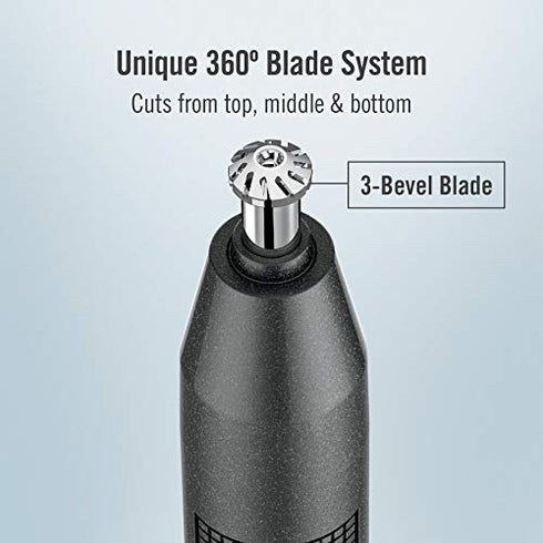 ConairMan Ear and Nose Hair Trimmer for Men, Cordless Lithium-Powered Trimmer, Patent 360 Bevel Blade for No Pull, No Snag Trimming Experience