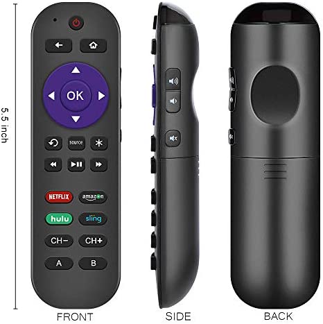 Gvirtue Universal Remote Control Fits for Roku Player 1 2 3 4 Premiere/+ Express/+ Ultra with 9 More Learning Keys Programmed to Control TV/Soundbar/Receiver