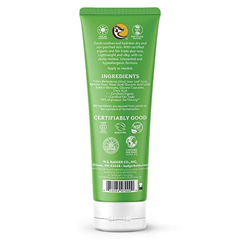 Badger Organic Unscented Aloe Vera Gel, 4 FZ