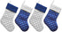 Ivenf Christmas Stockings, 4 Pcs 18 inches Blue Silver Faux Silk Quilted Thick Luxury Stockings, for Family Holiday Xmas Fireplace Decorations