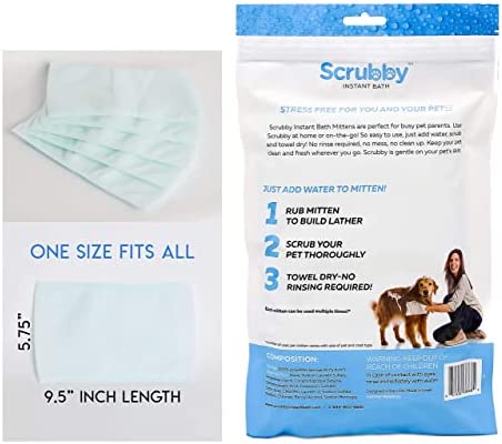 ScrubbyPet No Rinse Pet Wipes- Use Pet Bathing, Pet Grooming Pet Washing, Simple to Use,Just Lather, Wipe, Dry. Excellent Sensitive Skin. The Ideal Pet Wipes Bathing Your Pet Dog Cat.